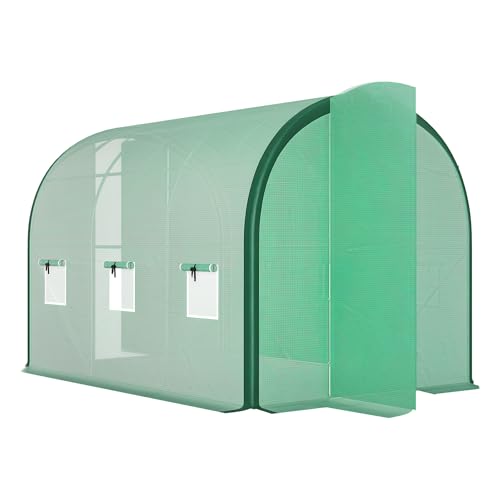 Outsunny 3 x 2 m begehbares Folientunnel-Gewächshaus mit verbesserter Struktur, 2 Scharniertüren, 6 Netzfenster, Tunnel, warmes Hauszelt mit UV-beständiger PE-Abdeckung, Grün Outsunny 3 x 2 m begehbares Folientunnel-Gewächshaus mit verbesserter Struktur, 2 Scharniertüren, 6 Netzfenster, Tunnel, warmes Hauszelt mit UV-beständiger PE-Abdeckung, Grün von Outsunny