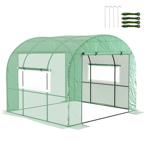 Outsunny 3 x 3 x 2 m Folientunnel Gewächshaus mit Türen und Netzfenstern, begehbares Wachstumshauszelt mit UV-beständiger PE-Abdeckung und Stahlrahmen, Grün Outsunny 3 x 3 x 2 m Folientunnel Gewächshaus mit Türen und Netzfenstern, begehbares Wachstumshauszelt mit UV-beständiger PE-Abdeckung und Stahlrahmen, Grün von Outsunny