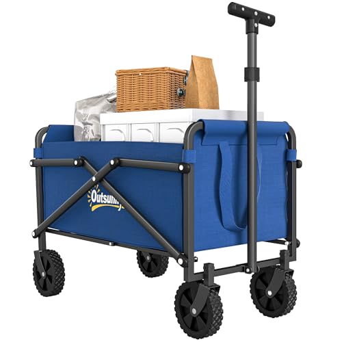 Outsunny 41 l Festivalwagen auf Rädern, Kleiner Garten-Klappwagen, 60 kg, robust, zusammenklappbar, mit verstellbarem Griff und Tragetasche für Strand, Camping, Festival, Blau Outsunny 41 l Festivalwagen auf Rädern, Kleiner Garten-Klappwagen, 60 kg, robust, zusammenklappbar, mit verstellbarem Griff und Tragetasche für Strand, Camping, Festival, Blau von Outsunny