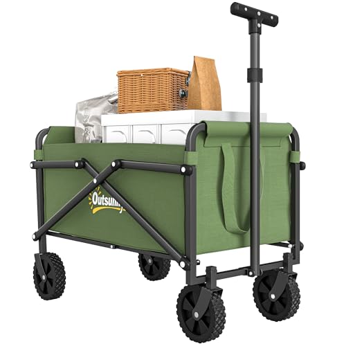 Outsunny 41 l Festivalwagen auf Rädern, Kleiner Garten-Klappwagen, 60 kg, robust, zusammenklappbar, mit verstellbarem Griff und Tragetasche für Strand, Camping, Festival, Grün Outsunny 41 l Festivalwagen auf Rädern, Kleiner Garten-Klappwagen, 60 kg, robust, zusammenklappbar, mit verstellbarem Griff und Tragetasche für Strand, Camping, Festival, Grün von Outsunny