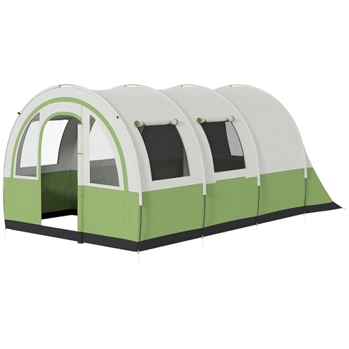 Outsunny Campingzelt für 5–6 Personen, 3000 mm, wasserdicht, Tunnel, Familienzelt, Unterstand mit Schlafzimmer und verstellbarem Wohnzimmer, einfacher Aufbau mit Tragetasche, Creme und Smaragdgrün Outsunny Campingzelt für 5–6 Personen, 3000 mm, wasserdicht, Tunnel, Familienzelt, Unterstand mit Schlafzimmer und verstellbarem Wohnzimmer, einfacher Aufbau mit Tragetasche, Creme und Smaragdgrün von Outsunny