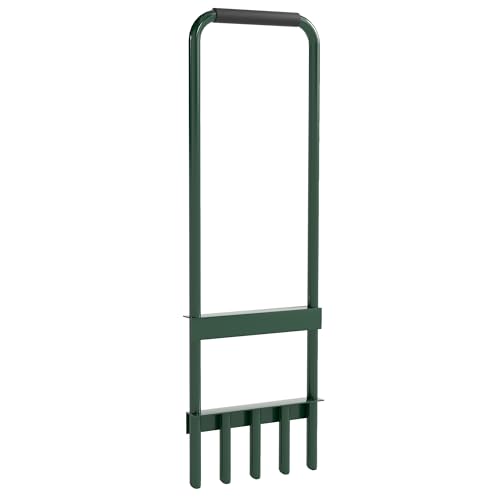 Outsunny Rasenlüfter Aerifizierer für Rasen 30cm Breite Manuell Rasenbelüfter mit rutschfest Griff, Gartengeräten Bodenschiene, Vertikutierer Rasenspecht, Boden Belüftung Rasenpflege für Garten Höfe von Outsunny