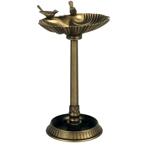 Outsunny Vogeltränke Stehend, Vogelbad aus Kunststoff, frostsicher Vogelbecken, Winterfest Wassertränke für Wildvögel, Wasserschale, Wasserstelle für Garten Terrasse Balkon 49,5 x 38 x 81 cm, Bronze von Outsunny