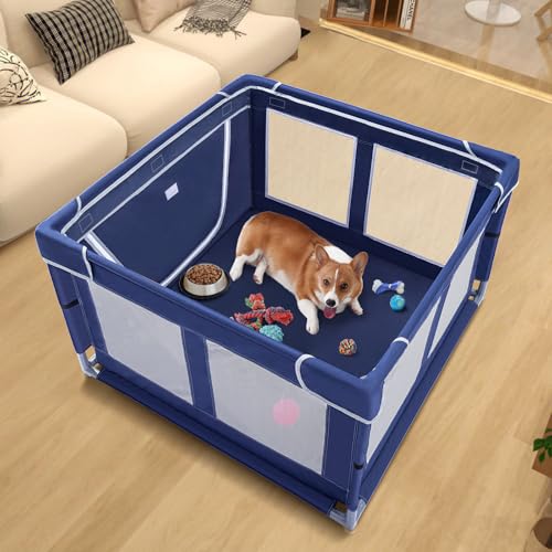 Outtsp Hunde-Laufstall aus verdicktem Edelstahlrohr und 600D-Oxford-Tuch, 101,6 x 101,6 cm, Welpenlaufstall, 63,5 cm Höhe, Haustier-Laufstall für Welpen und kleine Hunde, hält Haustiere sicher von Outtsp
