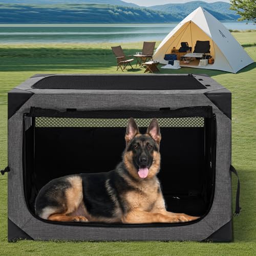 Outtsp 91,4 cm tragbare Reise-Hundebox, 3 Türen, zusammenklappbar, weiche Haustierhütte mit robusten Netzfenstern für mittelgroße Hunde, faltbarer Hundekäfig mit Aufbewahrungstasche für draußen Outtsp 91,4 cm tragbare Reise-Hundebox, 3 Türen, zusammenklappbar, weiche Haustierhütte mit robusten Netzfenstern für mittelgroße Hunde, faltbarer Hundekäfig mit Aufbewahrungstasche für draußen von Outtsp