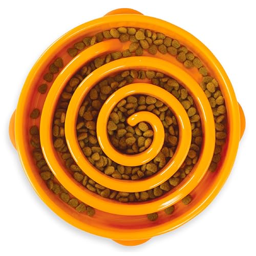 Outward Hound Fun Feeder Slo Napf - Slow Feeder Hundenapf - Anti-Schlucken - Interaktive Hundenapf - groß - Orange von Outward Hound