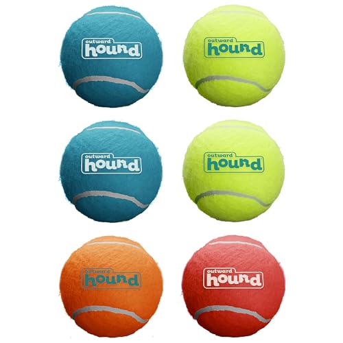 Outward Hound quietschender Tennisball für Hunde, 6-er Packung, MD, Multi von Outward Hound