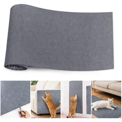 Selbstklebend Kratzmatte Katze, katzenteppich selbstklebend, Kratzschutz Sofa Katze, DIY Kratzbretter Katze kratzwand, Teppichschutz für Katzenkratzmöbel, Kratzteppich Couch-Schutz (Grau 200CM) von Ouxayapl