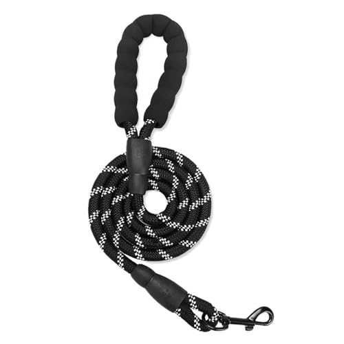 2 M Lange Reflektierende Hundeleine Aus Nylon – Anti-Zug-No-Choke-Haustierleine Und Lauftrainings-P-Seil, Hundezubehör, 1 cm Lange Leinen(Black) von Ouxk