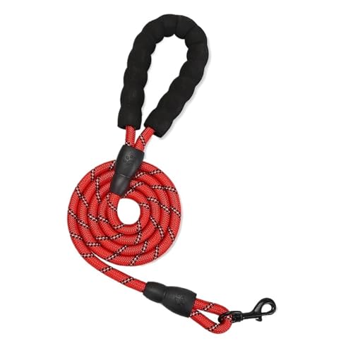 2 M Lange Reflektierende Hundeleine Aus Nylon – Anti-Zug-No-Choke-Haustierleine Und Lauftrainings-P-Seil, Hundezubehör, 1 cm Lange Leinen(Red) von Ouxk