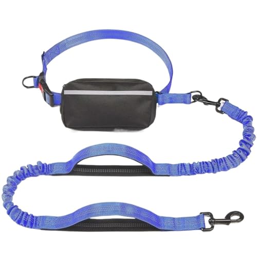 Freihändige Leine Mit Reißverschlusstasche, Doppelt Gepolstertem Griff Und Strapazierfähigem Elastischem Gurt for Spazierengehen, Joggen Und Laufen Mit Ihrem Hund(Blue 1pcs) von Ouxk