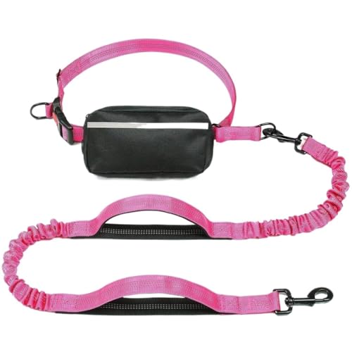 Freihändige Leine Mit Reißverschlusstasche, Doppelt Gepolstertem Griff Und Strapazierfähigem Elastischem Gurt for Spazierengehen, Joggen Und Laufen Mit Ihrem Hund(Pink 1pcs) von Ouxk