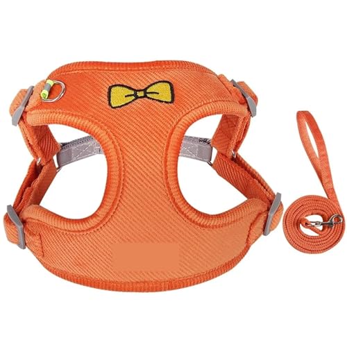 Haustier Hundegeschirr Reflektierende Verstellbare Atmungsaktive Weste Polyester Mesh Geschirre Brustgurt for Hunde Katzenhalsband Hundezubehör(Orange,S) von Ouxk