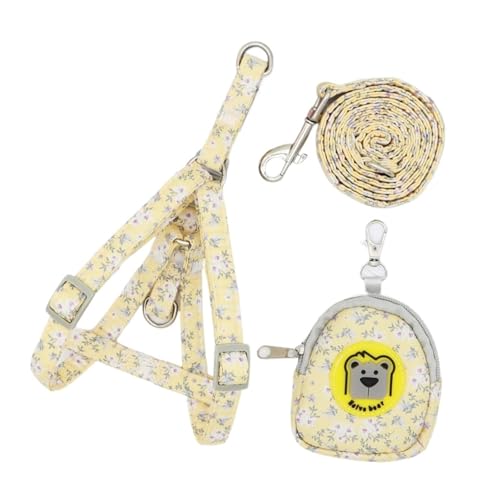 Haustierprodukte Hundehalsband Hundezubehör Spaziergang Mit Der Hundeleine 1,2 Meter Zugseillänge Verstellbares Anti-Free-Katzenhalsband(Yellow,7.5KG-13KG) von Ouxk