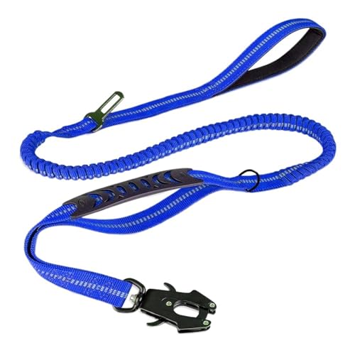 Reflektierende, Stoßdämpfende Haustierleinen Mit Autosicherheitsgurt for Große Hunde. Robuste Taktische Bungee-Hundeleine, Keine Zugleine(Blue) von Ouxk