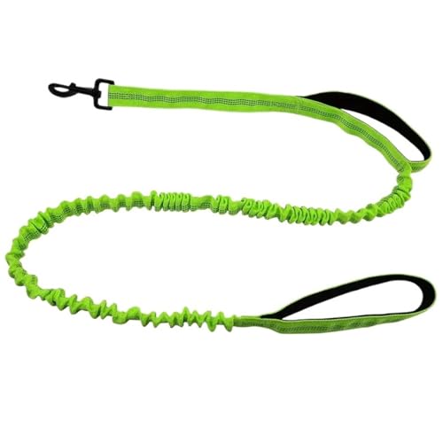 Robuste Bungee-Hundeleine, 1,5 M Lange, Stoßdämpfende Polyesterleine Mit Zwei Gepolsterten Griffen, Verstellbarer Taille Und Sicherer Schnalle(Light Green) von Ouxk