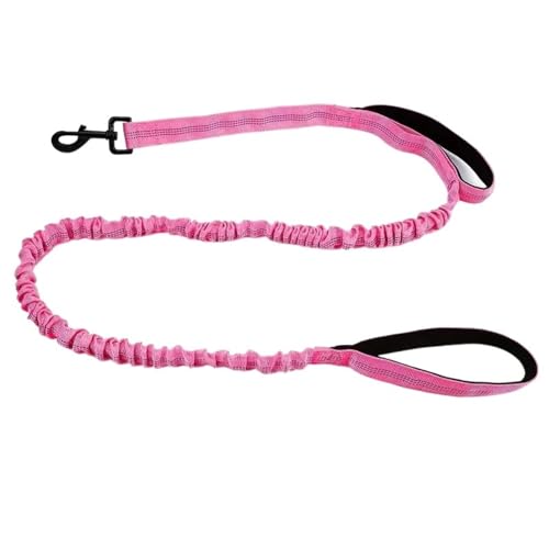 Robuste Bungee-Hundeleine, 1,5 M Lange, Stoßdämpfende Polyesterleine Mit Zwei Gepolsterten Griffen, Verstellbarer Taille Und Sicherer Schnalle(Rose Red) von Ouxk