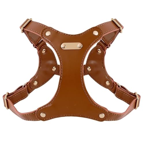Verstellbares Hundegeschirr Und Leine Aus Weichem Leder for Kleine Und Mittelgroße Hunde. Bequemer Brustgurt for Sicheres Spazierengehen.(Brown Chest Strap,M) von Ouxk