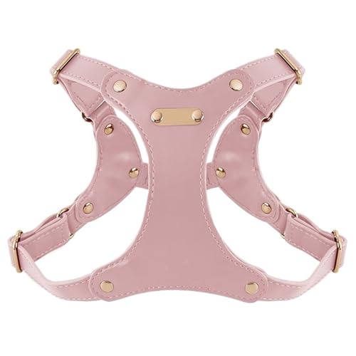 Verstellbares Hundegeschirr Und Leine Aus Weichem Leder for Kleine Und Mittelgroße Hunde. Bequemer Brustgurt for Sicheres Spazierengehen.(Pink Chest Strap,M) von Ouxk