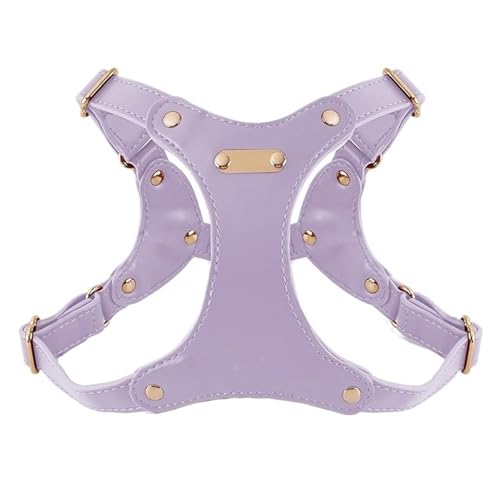 Verstellbares Hundegeschirr Und Leine Aus Weichem Leder for Kleine Und Mittelgroße Hunde. Bequemer Brustgurt for Sicheres Spazierengehen.(Purple Chest Strap,M) von Ouxk