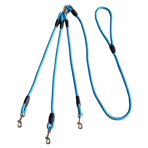 Verwicklungsfreie Hundeleine for 3 Hunde, Dreifach-Koppler, Mehrwege-Splitter, Nylon-Hundeleine for Kleine Hunde, Haustier-Mehrfachleine for Spazierengehen Mit 3 Welpen(Blue) von Ouxk