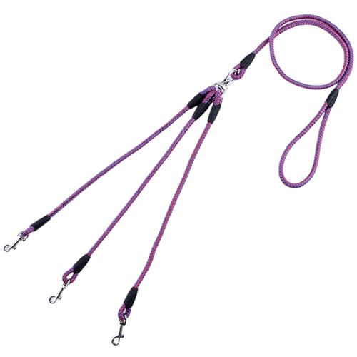 Verwicklungsfreie Hundeleine for 3 Hunde, Dreifach-Koppler, Mehrwege-Splitter, Nylon-Hundeleine for Kleine Hunde, Haustier-Mehrfachleine for Spazierengehen Mit 3 Welpen(Red Blue) von Ouxk