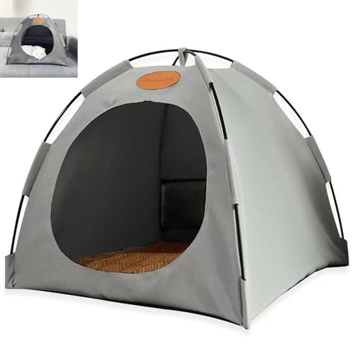 Katzen Kühlzelt, Kühlzelt Katze, Portable Pet Tent, Breathable, Washable Dog Tent for Indoor and Outdoor (Grau, M 40 * 40 * 37cm) von Oveallgo