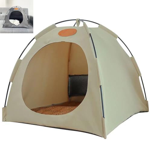 Katzen Kühlzelt, Kühlzelt Katze, Portable Pet Tent, Breathable, Washable Dog Tent for Indoor and Outdoor (Off-White, M 40 * 40 * 37cm) von Oveallgo