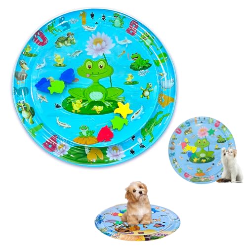 Oveallgo Hunde Spiel Und KüHl Wassermatte, Wasser Sensory Spielmatte FüR Katzen, 65/85/100/105 cm, Runde, Verdickte Sensory-Wasser-Spielmatte FüR Das Spielen Mit Haustieren (65cmB) von Oveallgo