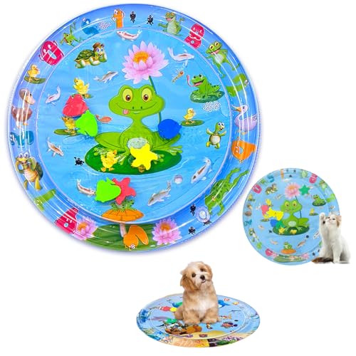 Oveallgo Hunde Spiel Und KüHl Wassermatte, Wasser Sensory Spielmatte FüR Katzen, 65/85/100/105 cm, Runde, Verdickte Sensory-Wasser-Spielmatte FüR Das Spielen Mit Haustieren (65cmC) von Oveallgo