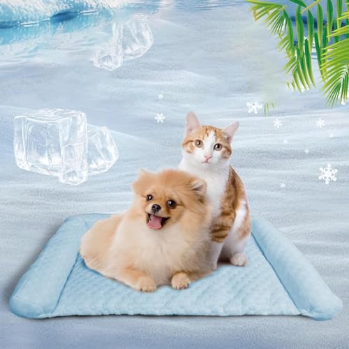 Oveallgo Pelzbarn KüHlendes Sofabett, 50-120cm Heatreliefimcooling Dog Bed, Maschinenwaschbar KüHlendes Hundebett, Hundedecke Sofa Halten Sie Ihr Fellbaby KüHler und Bequemer (Blau-B, S(50 * 30) cm) von Oveallgo