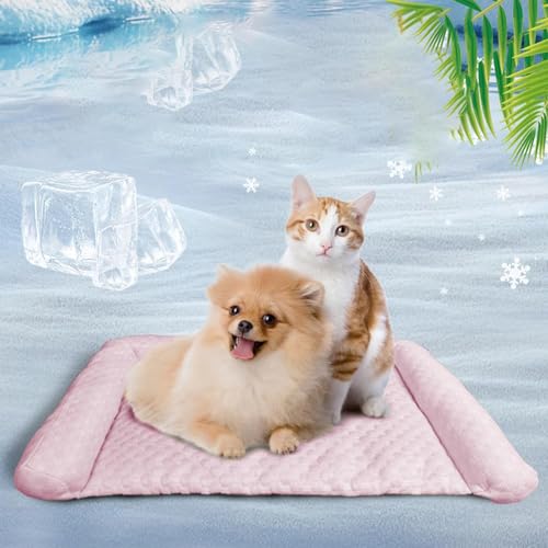 Oveallgo Pelzbarn KüHlendes Sofabett, 50-120cm Heatreliefimcooling Dog Bed, Maschinenwaschbar KüHlendes Hundebett, Hundedecke Sofa Halten Sie Ihr Fellbaby KüHler und Bequemer (Rosa, XXL(100 * 60) cm) von Oveallgo