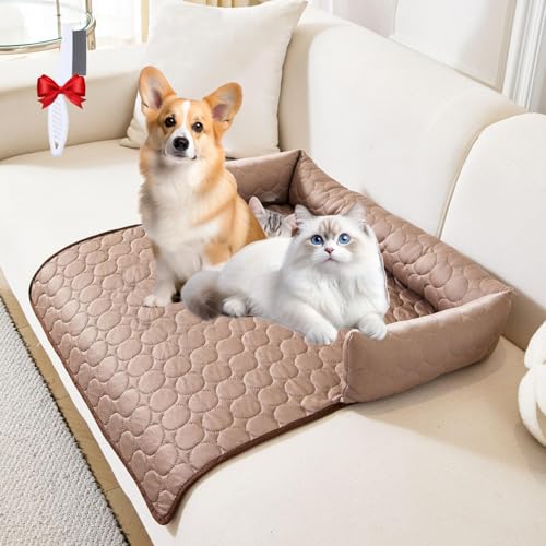 Oveallgo Pelzbarn Kühlendes Sofabett, Pelzbarn Kühlendes Sofabett Hundebett Cooling Bed, Pelsbarn Heatrelief Cooling Dog Bed (Braun, 70 * 70cm) von Oveallgo