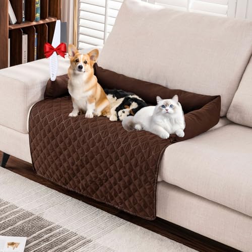 Oveallgo Pelzbarn Kühlendes Sofabett, Pelzbarn Kühlendes Sofabett Hundebett Cooling Bed, Pelsbarn Heatrelief Cooling Dog Bed (Dunkelbraun, 70 * 70cm) von Oveallgo