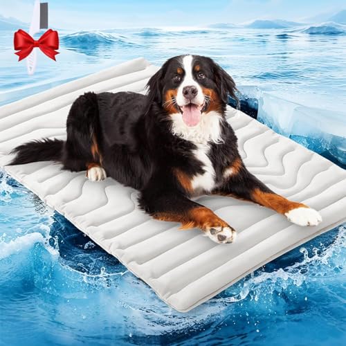 Oveallgo Pfotenchill Kühlmatte, Pfotenchill- Die Innovative Kühlmatte Für Hunde, Kühlmatte Hund Selbstkühlend, Reversibel, Maschinenwaschbar Kühlbett Hund (Grau, M 91 * 58cm) von Oveallgo