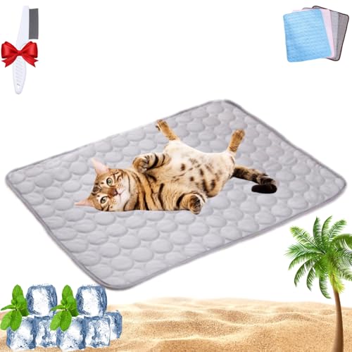 Oveallgo Pfotenfrost Matte, Pfotenfrost Matte Für Katzen Hunde, Washable Dog Cushion for Summer, Pet Cooling Mat for Für Zuhause, Auto Und Garten (Grau, L: 70 * 55CM) von Oveallgo