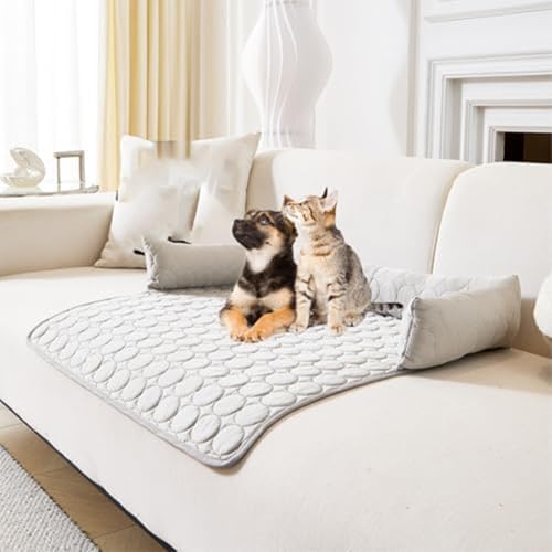 Pelzbarn KüHlendes Sofabett, 50-120cm Heatreliefimcooling Dog Bed, Maschinenwaschbar KüHlendes Hundebett, Hundedecke Sofa Halten Sie Ihr Fellbaby KüHler und Bequemer (Grau-A, XXL(100*60)cm) von Oveallgo