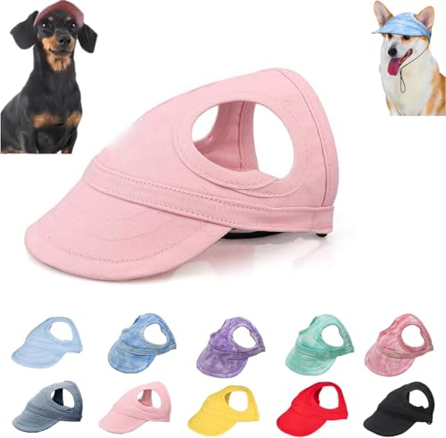 Sonnenhut Hund, Hunde Cappy, Baseballmütze Für Haustiere, Verstellbarer Sonnenhut, Modische Hundemütze Mit Ohrlöchern, Geeignet Für Reisen, Sport, Für Alle Hunderassen (Pink, M) von Oveallgo