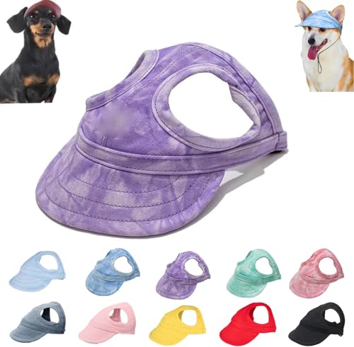 Sonnenhut Hund, Hunde Cappy, Baseballmütze Für Haustiere, Verstellbarer Sonnenhut, Modische Hundemütze Mit Ohrlöchern, Geeignet Für Reisen, Sport, Für Alle Hunderassen (Wolkenviolett, L) von Oveallgo