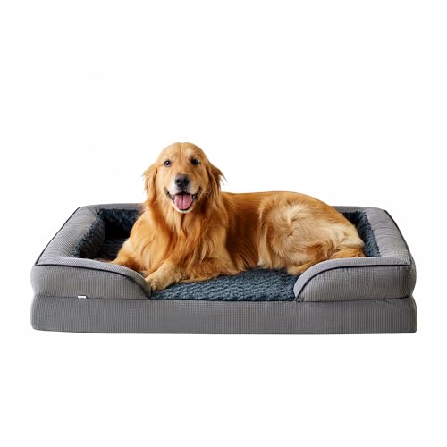 Oveppy Orthopädisches Hundebett für extra große Hunde, Memory-Schaum, waschbar, 107 x 81 x 17 cm, geeignet für Golden Retriever, Rottweiler, Deutscher Schäferhund von Oveppy