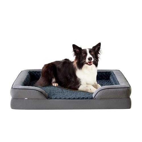 Oveppy Orthopädisches Hundebett für große Hunde, Memory-Schaum, waschbar, 89 x 64 x 17 cm, geeignet für Labrador, Border Collie, Australian Herding von Oveppy