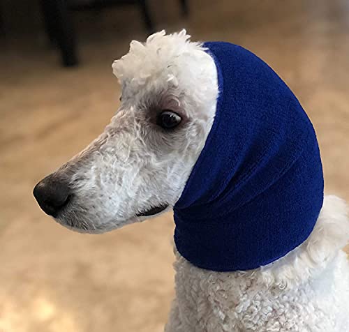 Pet Hoodz für Hunde, Angstzustände, Fellpflege, Ohrenschützer, beruhigende Kapuze, Ohrenkompression, Haustier-Kapuzenpullover, Hunde-Ohrwickel, Blau von Over The Moon Pet Products