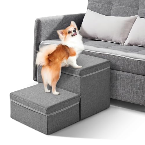 Ovshnrr Haustiertreppe für Hunde und Katzen, 2 Stufen Hundetreppe rutschfest Hundetreppe für Kleine Hunde Faltbar mit Stauraum für Hunde Katzen Hunde Ovshnrr Haustiertreppe für Hunde und Katzen, 2 Stufen Hundetreppe rutschfest Hundetreppe für Kleine Hunde Faltbar mit Stauraum für Hunde Katzen Hunde von Ovshnrr