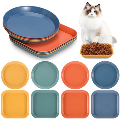 8-teiliges Katzenfutterschalen-Set, 15,2 cm, flach, Katzenfutter, Schnurrhaar, Müdigkeit, Linderung von Müdigkeit, Katzennapf, breite und kleine Haustierplatte für Katzen und kleine Hunde (rund, von Ovveroche