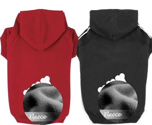 OWBB® 2 Stück Mittlerer Hund Kapuzenpullis Set, Hunde Hoodie warm,Bekleidung Fleece Sweater Hundepullover Baumwolljacke Shirt von XXL bis 9XL（Schwarz+Rot/7XL von Owbb