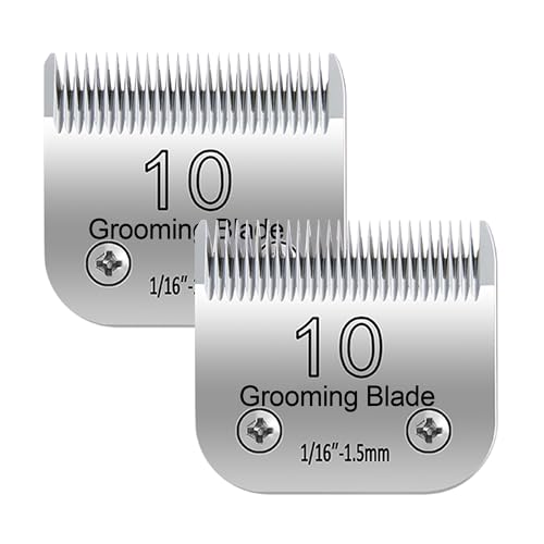 OwnLifeYF Abnehmbare Fellschere für Haustiere, Stahlklingen, Größe 10, kompatibel mit Andis-Schlifflänge 1,5 mm, kompatibel mit Oster A5, passend für Wahl KM 10 Schermaschinen, Edelstahlklinge, 2 von OwnLifeYF