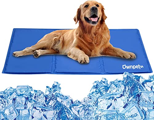 Ownpets 100x60CM große Kühlmatte für Hunde/Katzen, Kühlkissen, Kühl Hundedecke, Ungiftiges Kaltgelpad, Selbstkühlende Matte, Blau von Ownpets