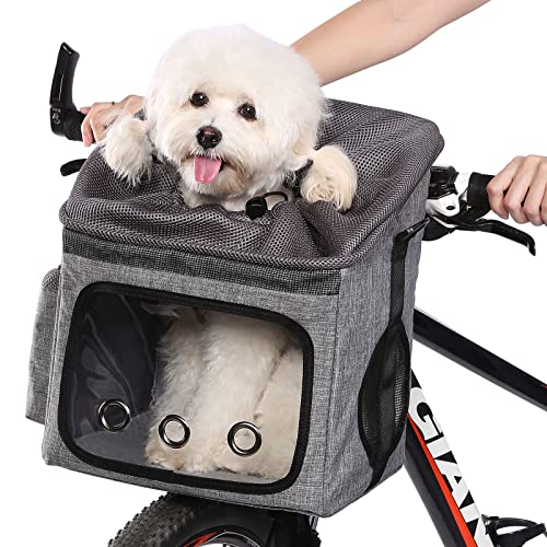 Ownpets Hund Fahrrad Korb Tasche Haustier Tragetasche, Hund Autositz mit Sicherheitsseil, Verstellbarer Schultergurt Tragbare Atmungsaktive Fahrradkorbtasche für Hunde von Ownpets