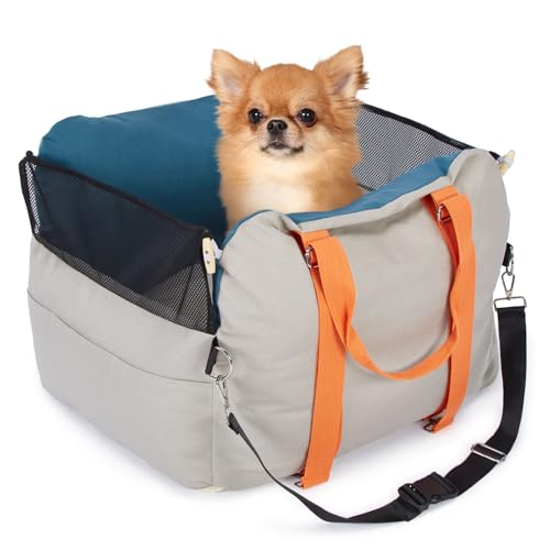 Ownpets Hunde Autositz für kleine bis mittlere Hunde, Waschbarer hundesitz Auto, Erhöhtes Design, Sicherheitsgurt, wasserabweisend und Kratzfest, für Rückbank Vordersitz im Autos von Ownpets
