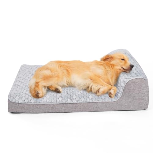 Ownpets Hundebett Sofabett extra groß, stützendes Schaumstoffbett für Haustiere mit abnehmbarem, waschbarem Bezug, Innenfutter und rutschfestem Boden, 43”x30”x6.5,grau von Ownpets